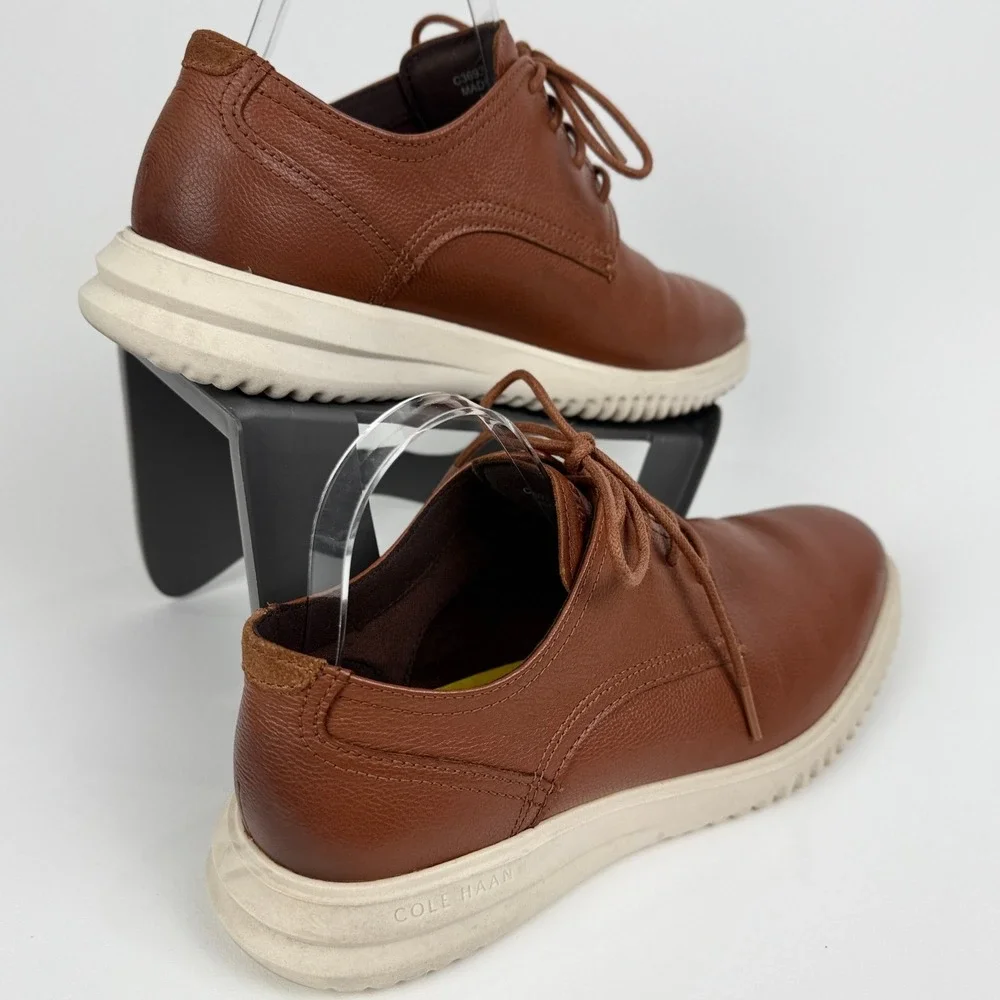 Cole Haan Men's Grand Size 10 Brown Leather Lace Up‎ Oxford Casual Dress Shoes